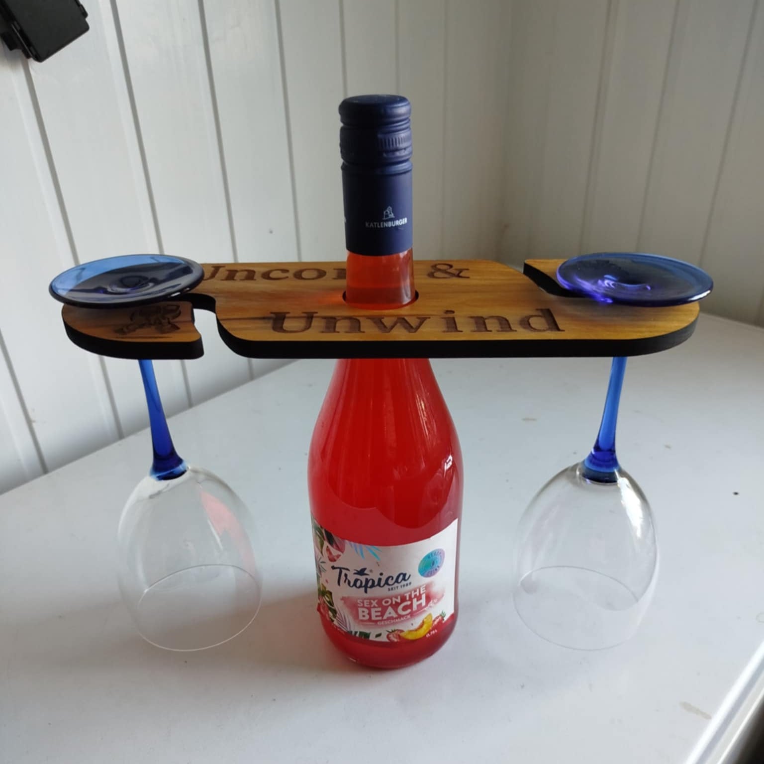 Vin og glassholder - oval