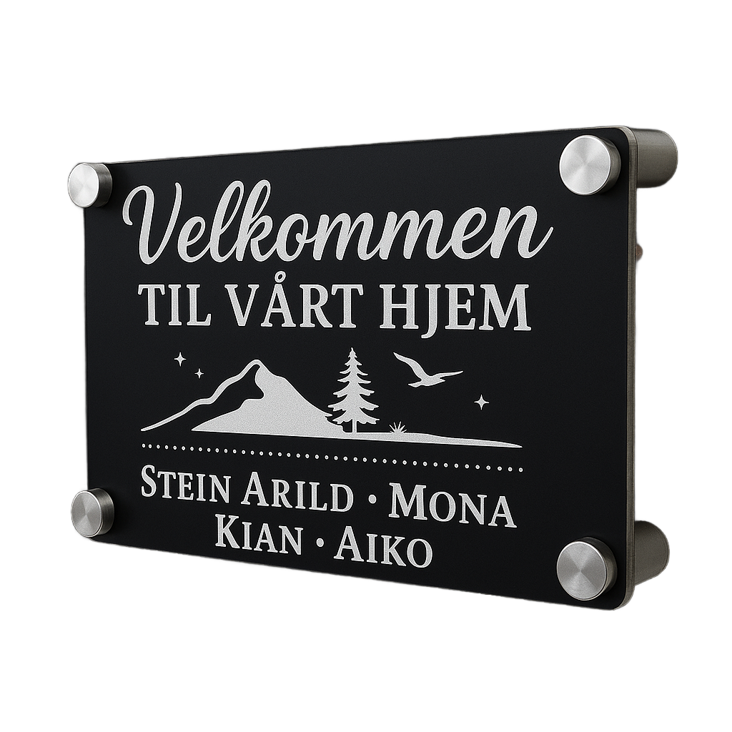 Personlig dørskilt i akryl