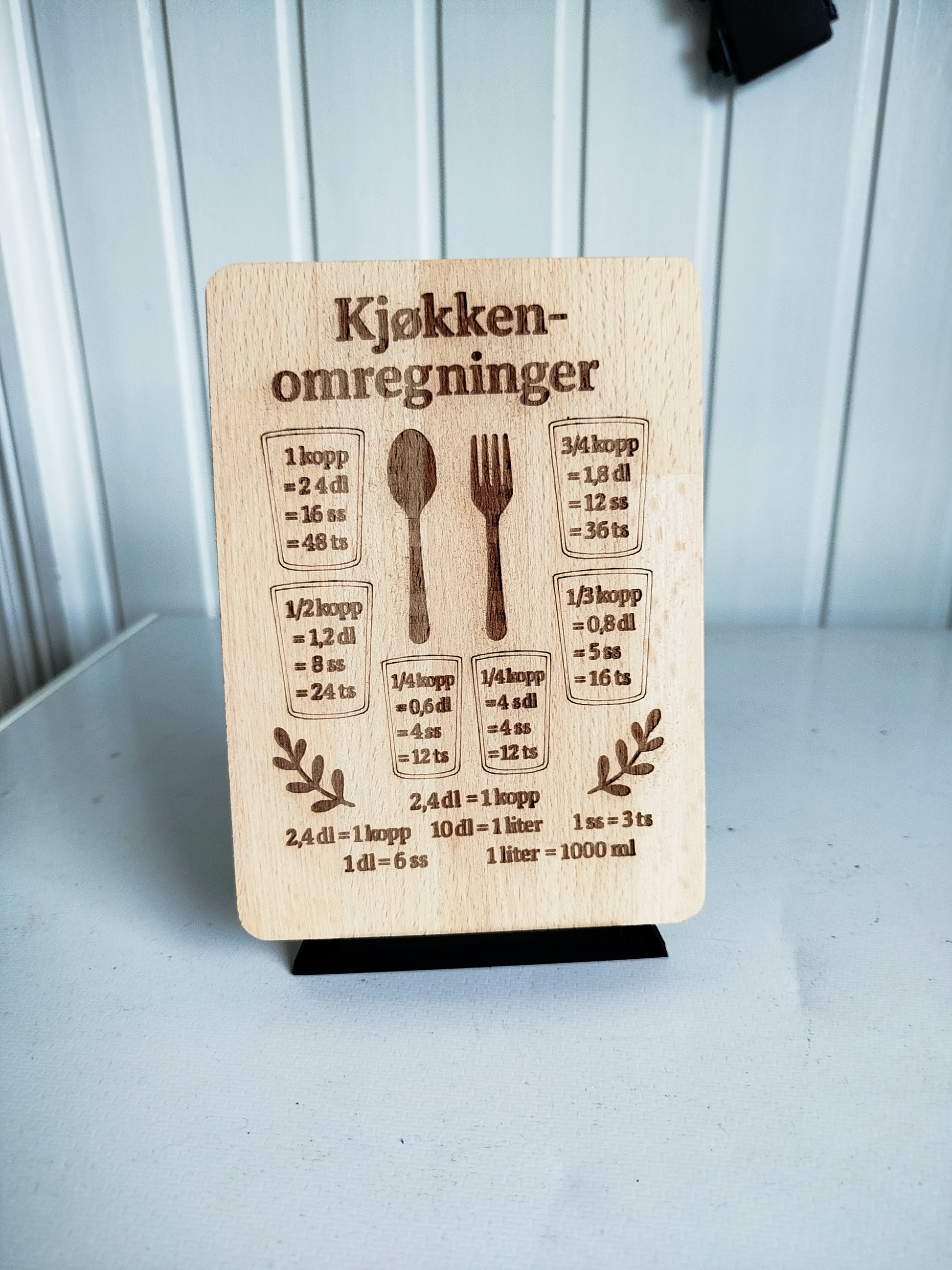 Kjøkken display for måleenheter m/stand