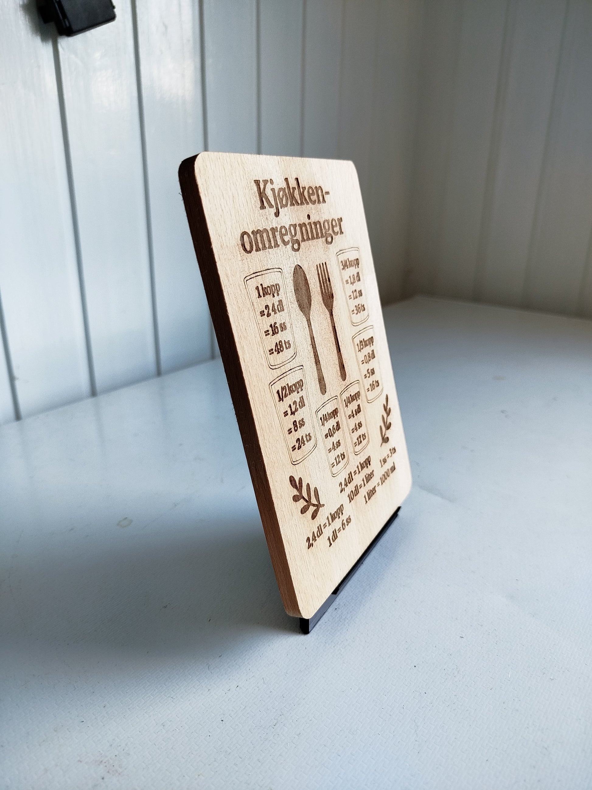 Kjøkken display for måleenheter m/stand